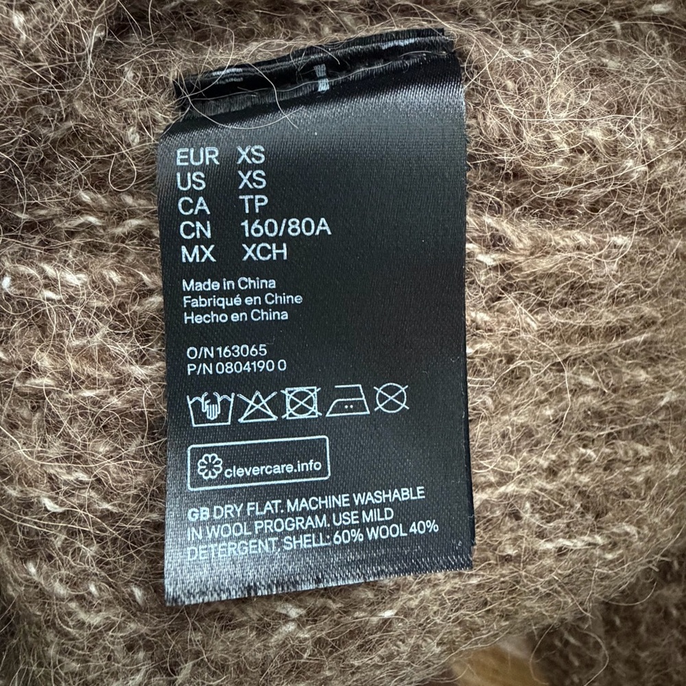 H&M Chunky Knit Brown Sweater Size X-Small - Picture 8 of 10